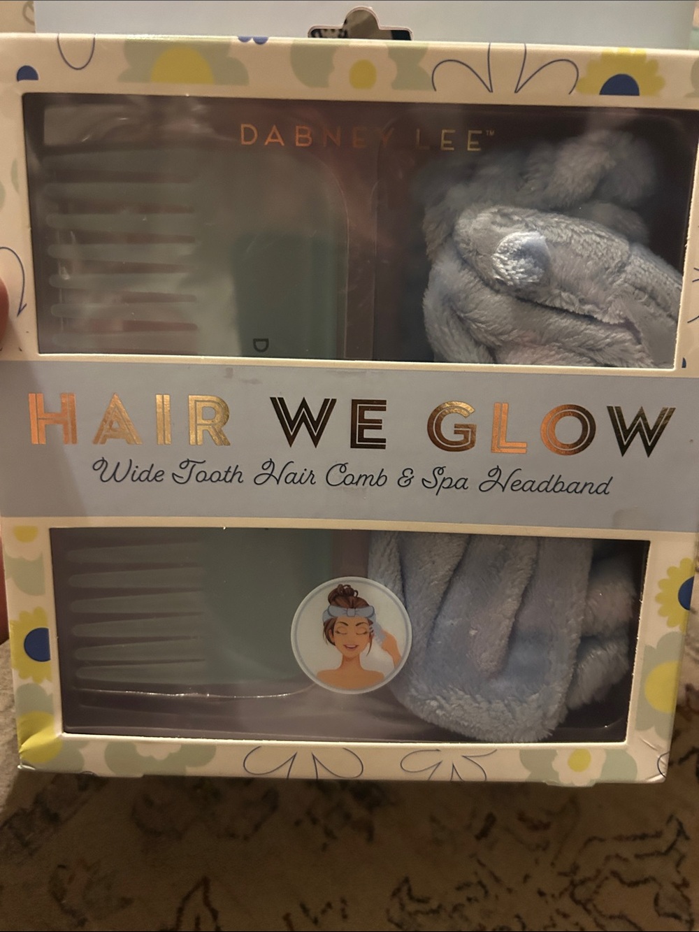 Dabney Lee Light Blue Wide Tooth Comb & Plush Spa Headband Set